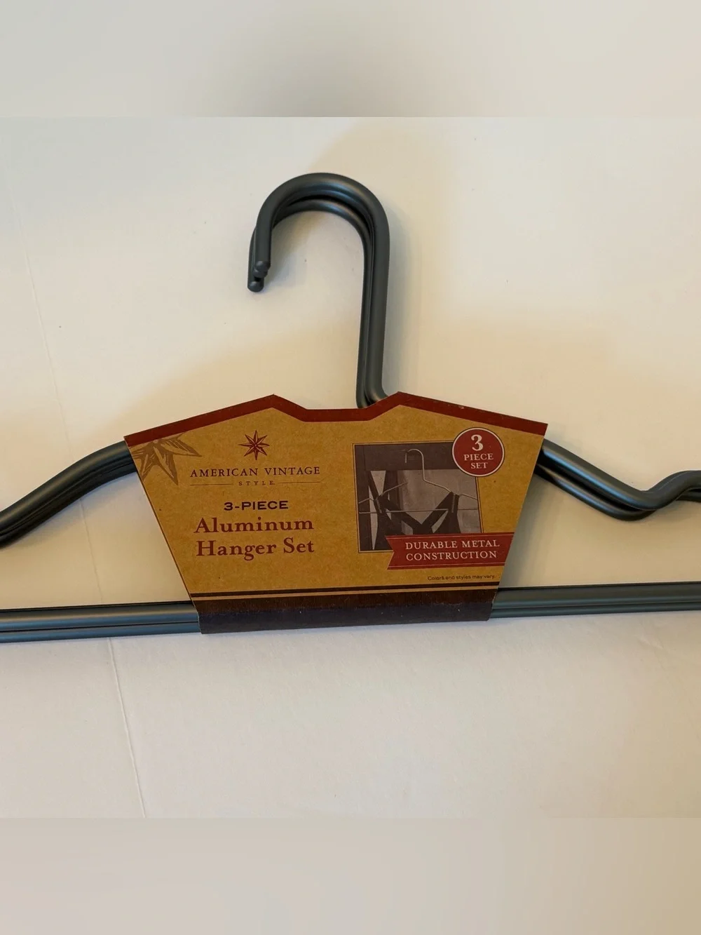 American Vintage Style 3-Piece Aluminum Hanger Set - New #2